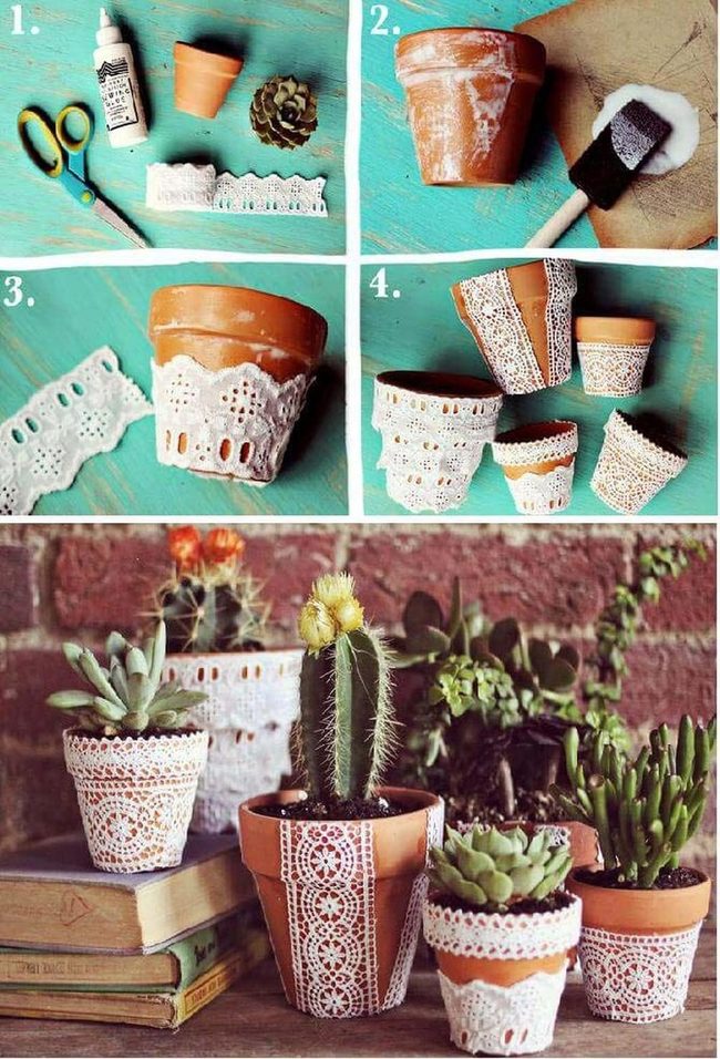 Delicate Lace Garden Pots