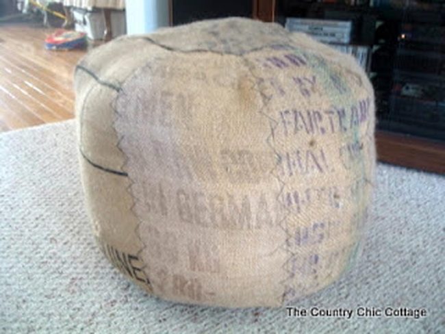 Raw Burlap Seating Meets Wood