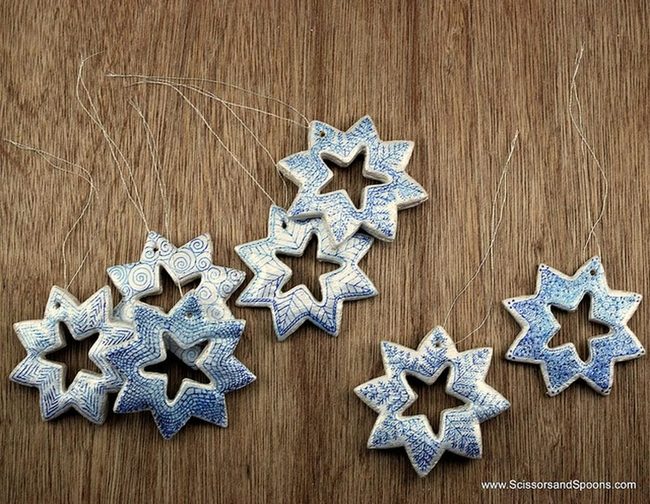 Blue And White Clay Stars