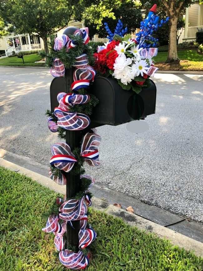 Red White Blue Striped Mailbox
