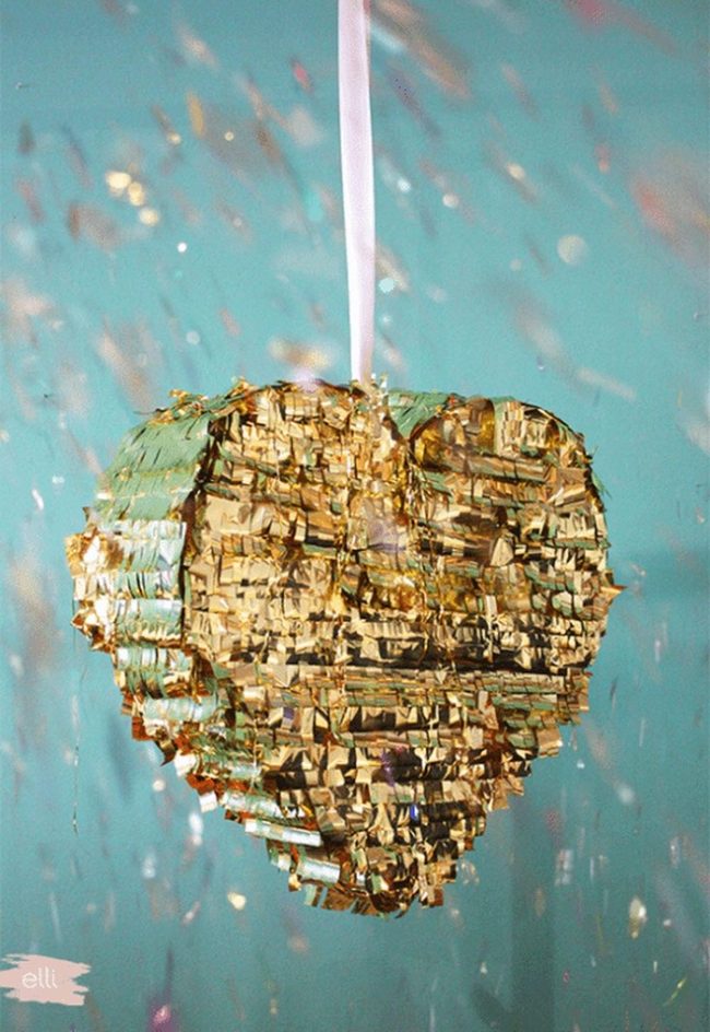 Gold Metallic Heart Piñata