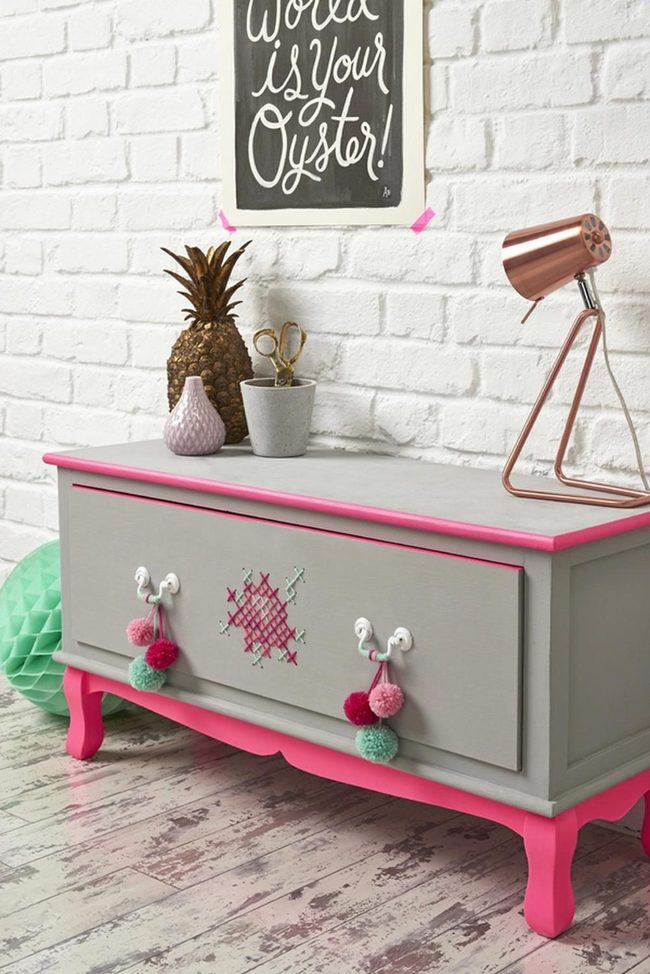 Pink And Gray Pom-Pom Whimsy