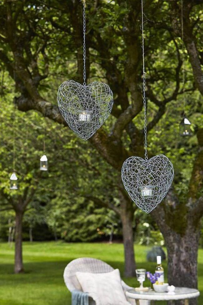 Wire Heart Lanterns Illuminate Evenings