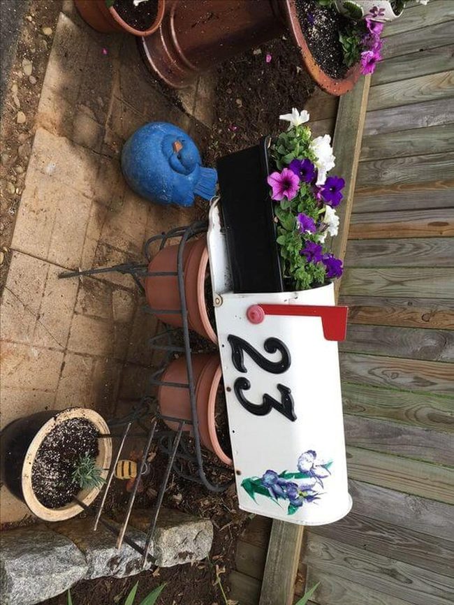 White Floral Mailbox With Living Blooms
