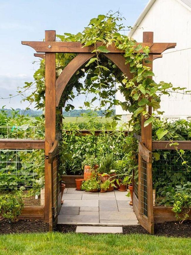Wooden Archway Into Edible Green