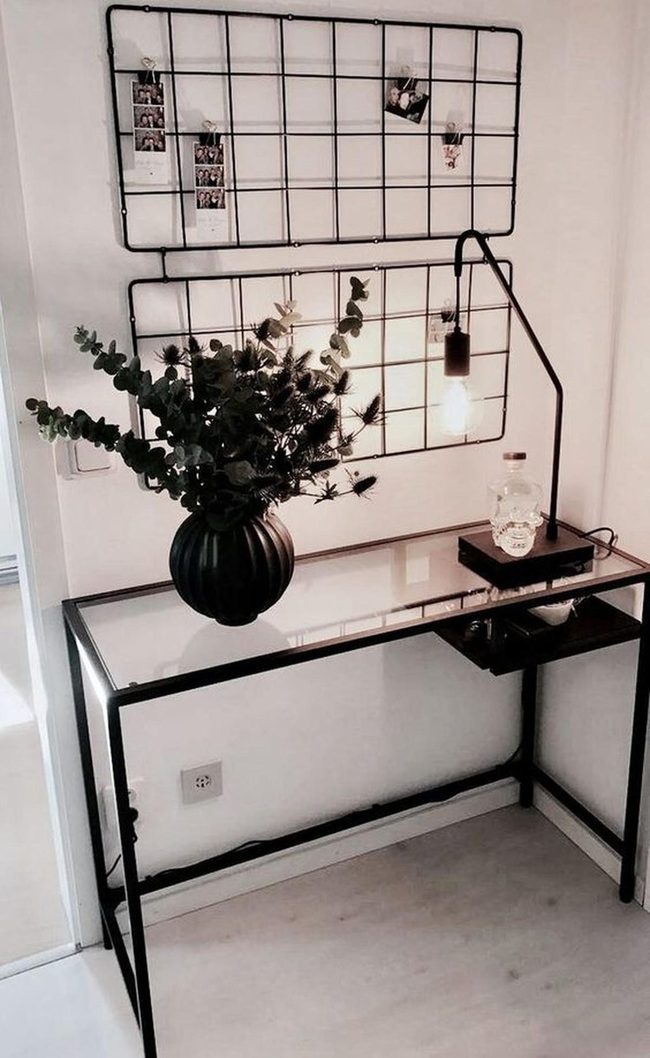 Black Metal Desk With Living Greenery
