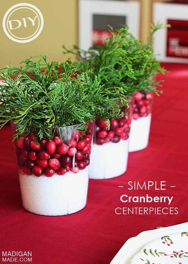 Red Cranberries Crystal Containers Green Pine
