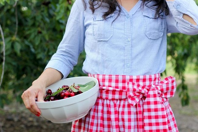 Deep Red Cherries White Bowl