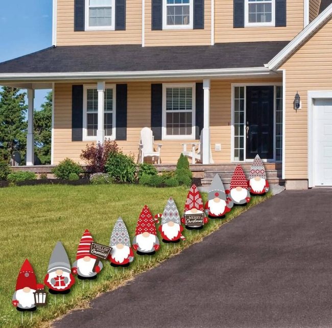 Red And Gray Gnome Garden Trio