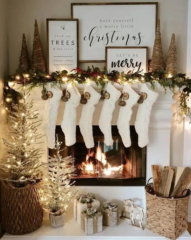 White Stockings Fireplace Glow