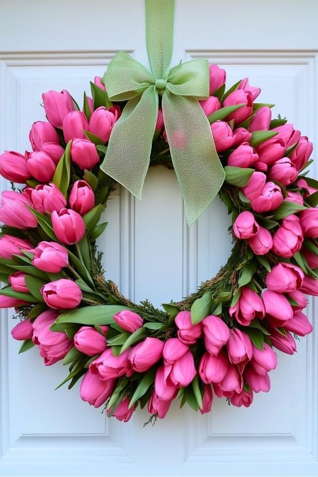 Pink Tulip Spring Door Statement