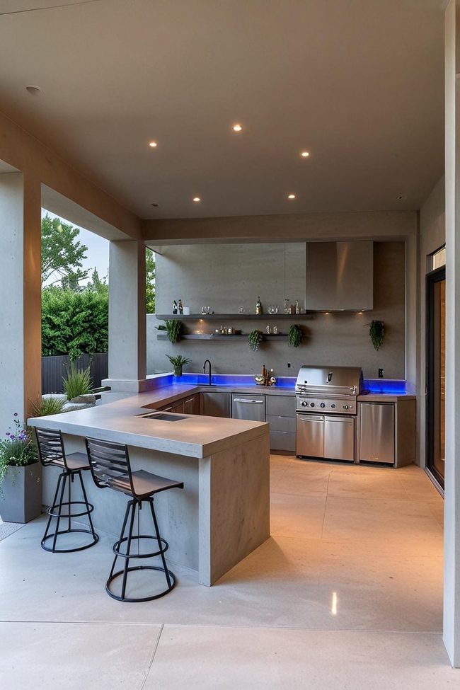 Concrete Countertop Grilling Station