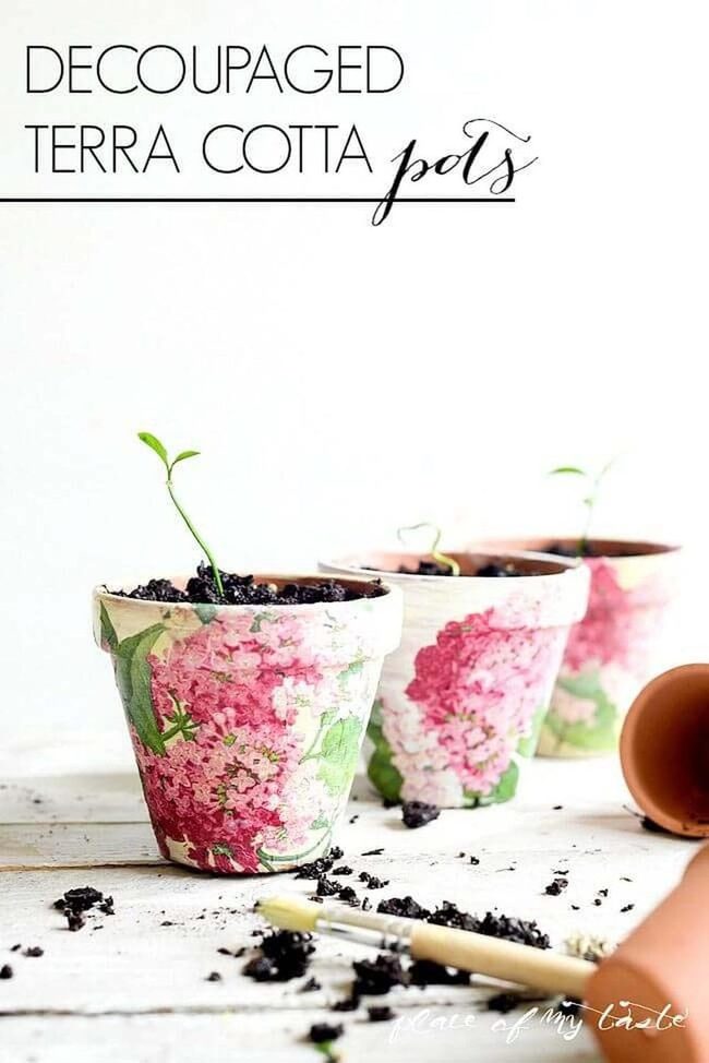 Decoupage Terra Cotta Garden Art