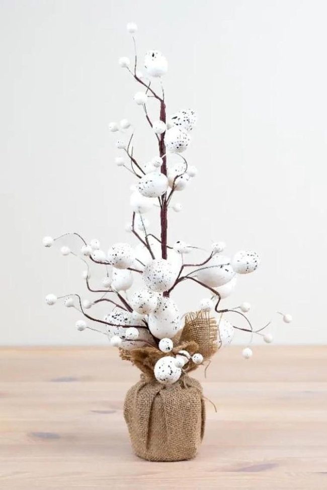 Speckled White Eggs On Branches