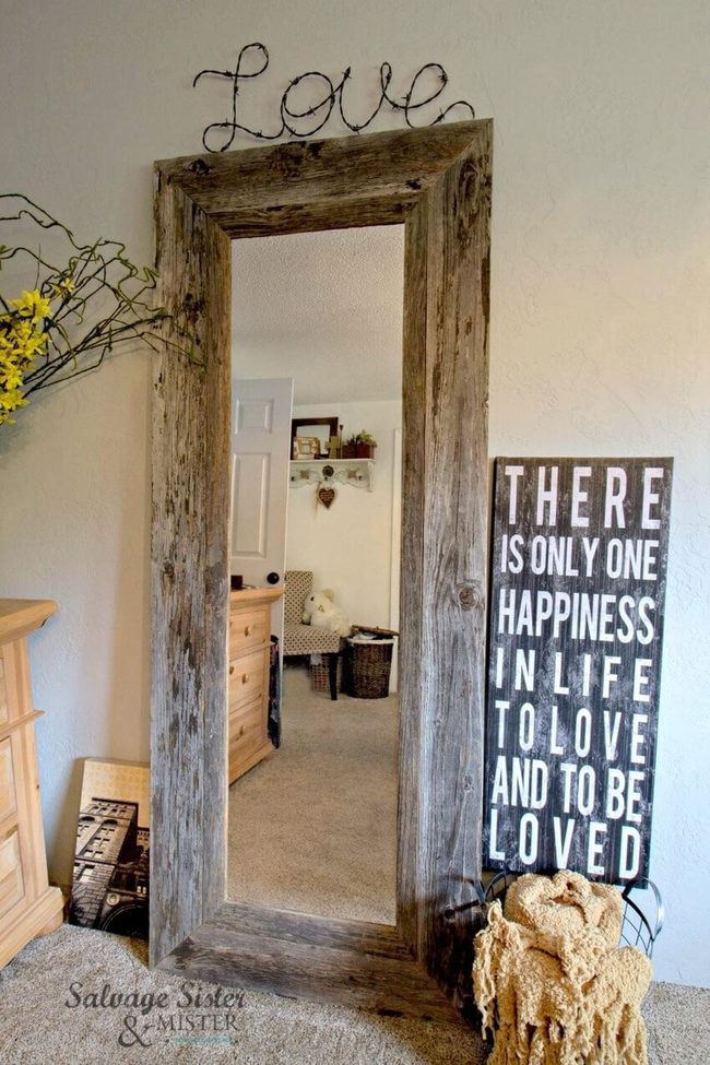 Weathered Barnwood Mirror Statement
