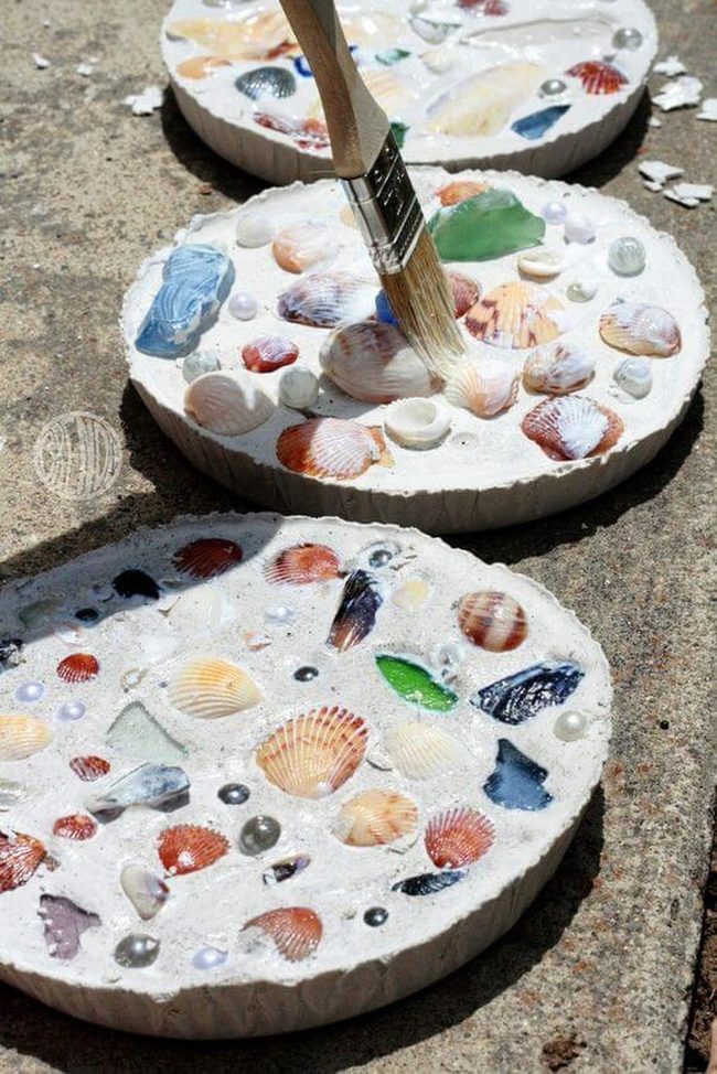 Seashell Painted Stepping Stones