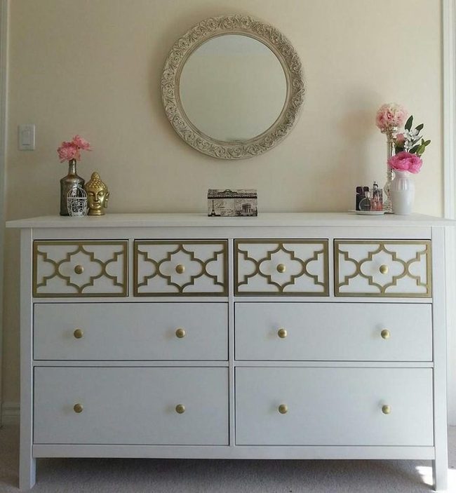 White Dresser Gold Hardware Statement