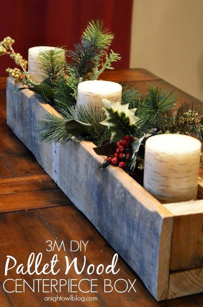 Wooden Box With Candlelit Centerpiece