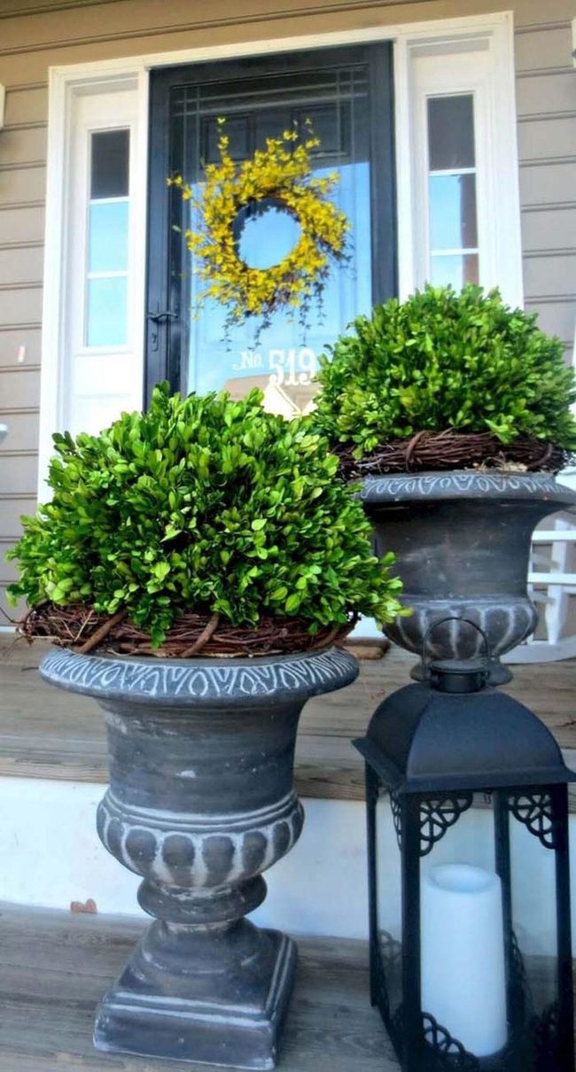 Paired Urns With Year-Round Green