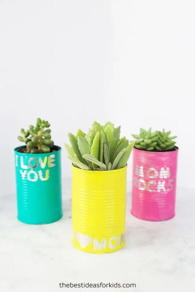 Neon Painted Tin Planters