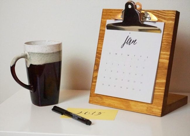 Wooden Calendar Desk Essentials