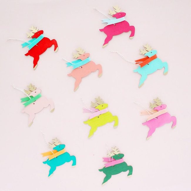 Colorful Reindeer Holiday Ornaments