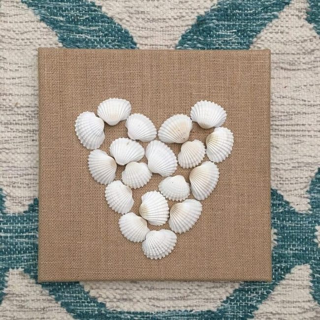 Shell Heart On Burlap