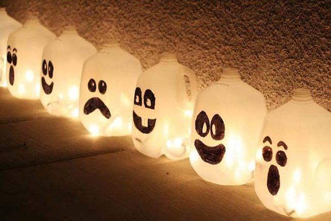 Glowing White Milk Jug Ghosts