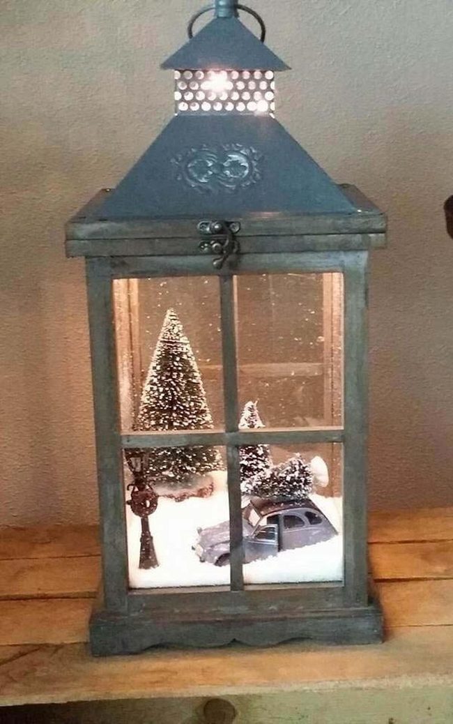 Miniature Winter Scenes In Wooden Lanterns