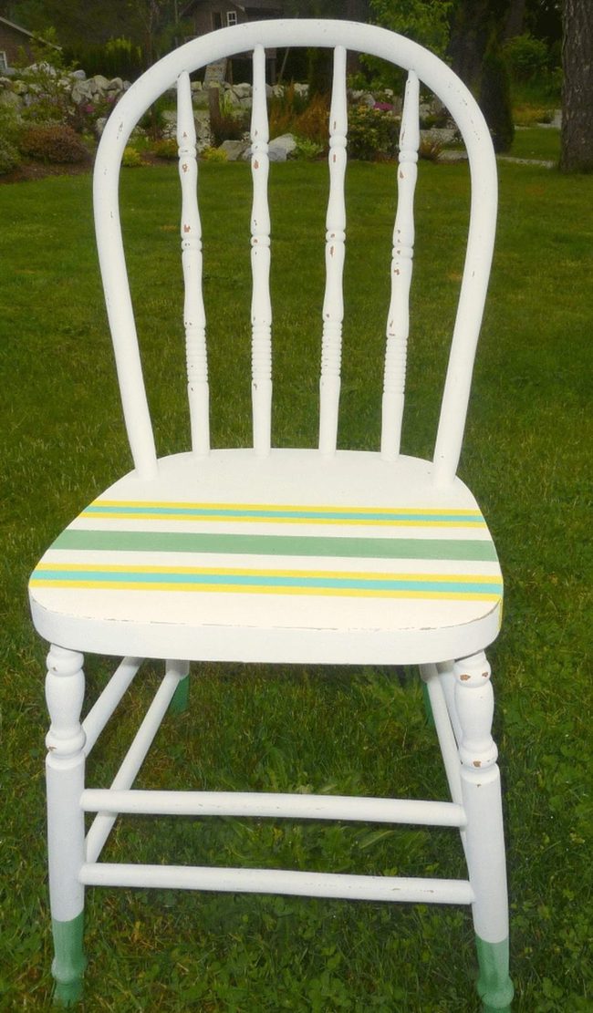 Striped Seat Windsor With Green-Dipped Legs