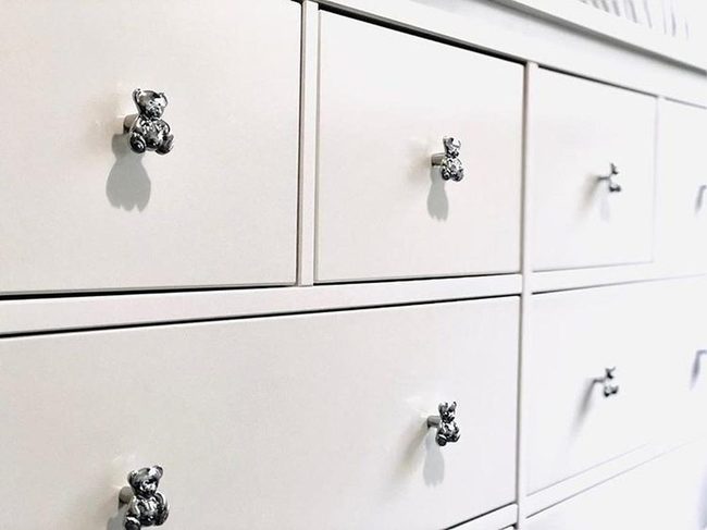 Teddy Bear Knobs White Shine