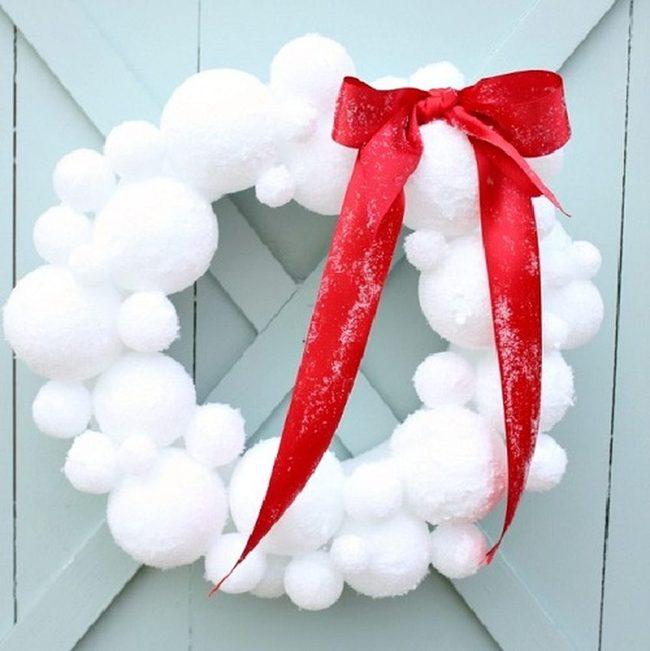 White Spheres Stacked Door Wreath