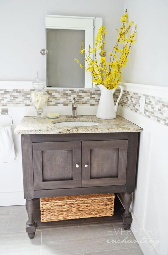 Yellow Flowers White Pitcher Bathroom