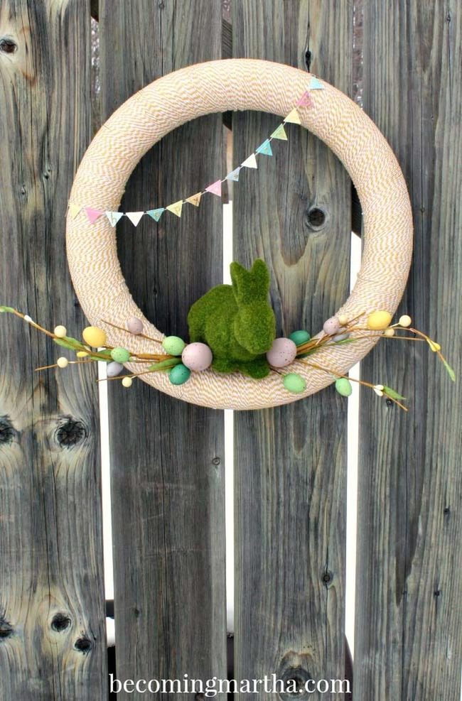 Green Bunnies Brown Moss Wreath