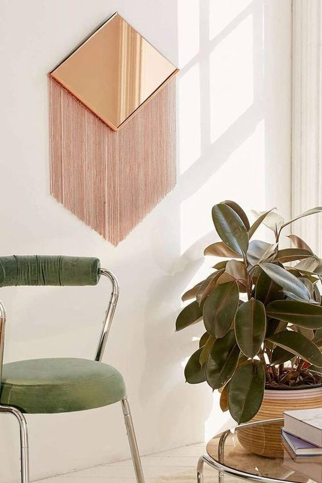 Pink Thread Mirror Reflects Green Retro Chairs