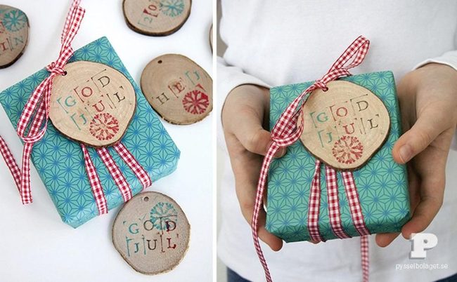 Geometric Blue Boxes With Wooden Tags