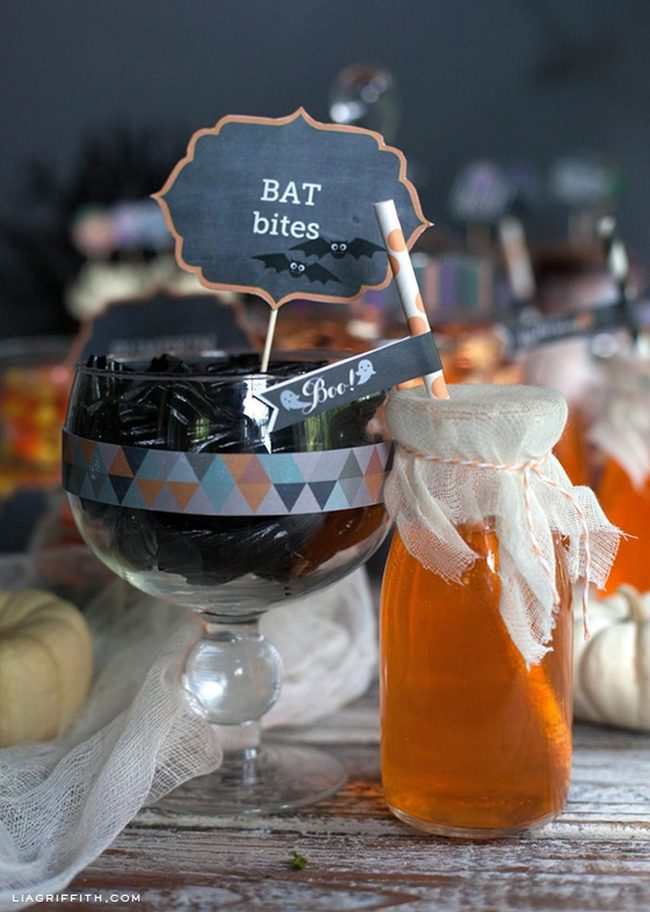 Black Candy Bowls With Bat Labels