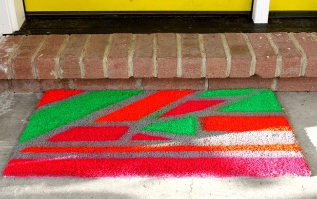 Striped Rainbow Doormat Statement