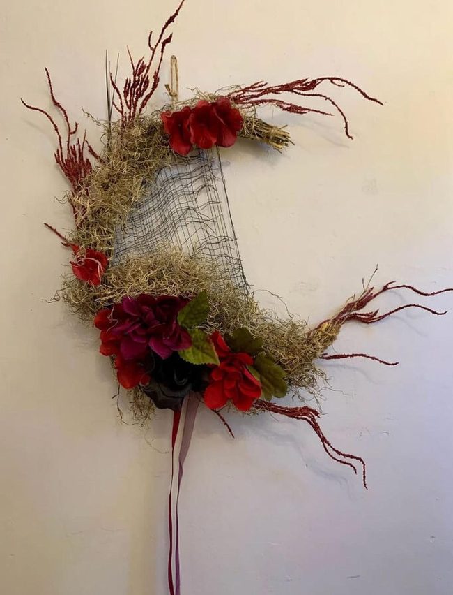 Deep Crimson Blooms Witchy Wreath