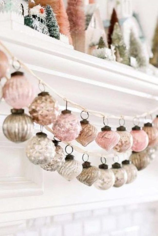 Pink Gold Ornaments On White