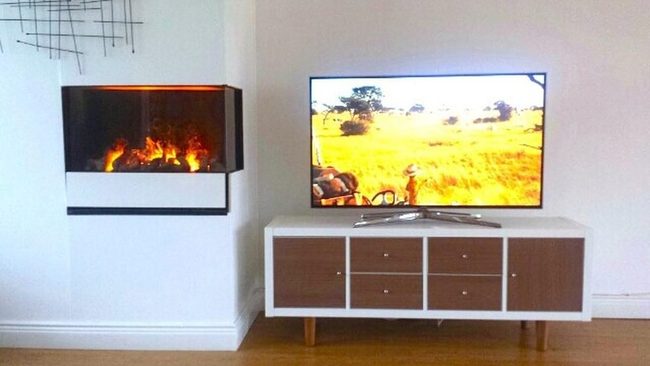 White Wood Living Room Fireplace