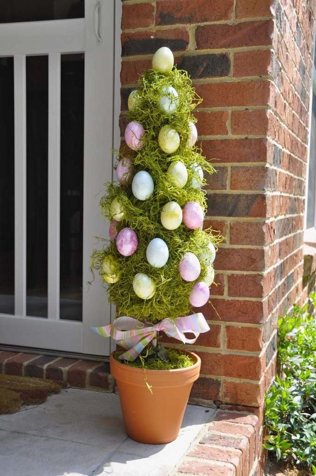 Giant Egg Topiary With Colorful Spring Accents