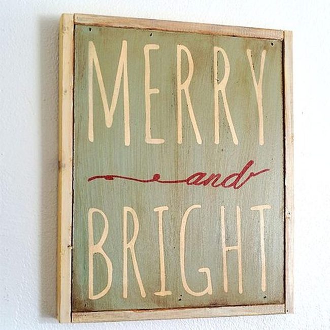 Weathered Wood Sign Red Line Cream