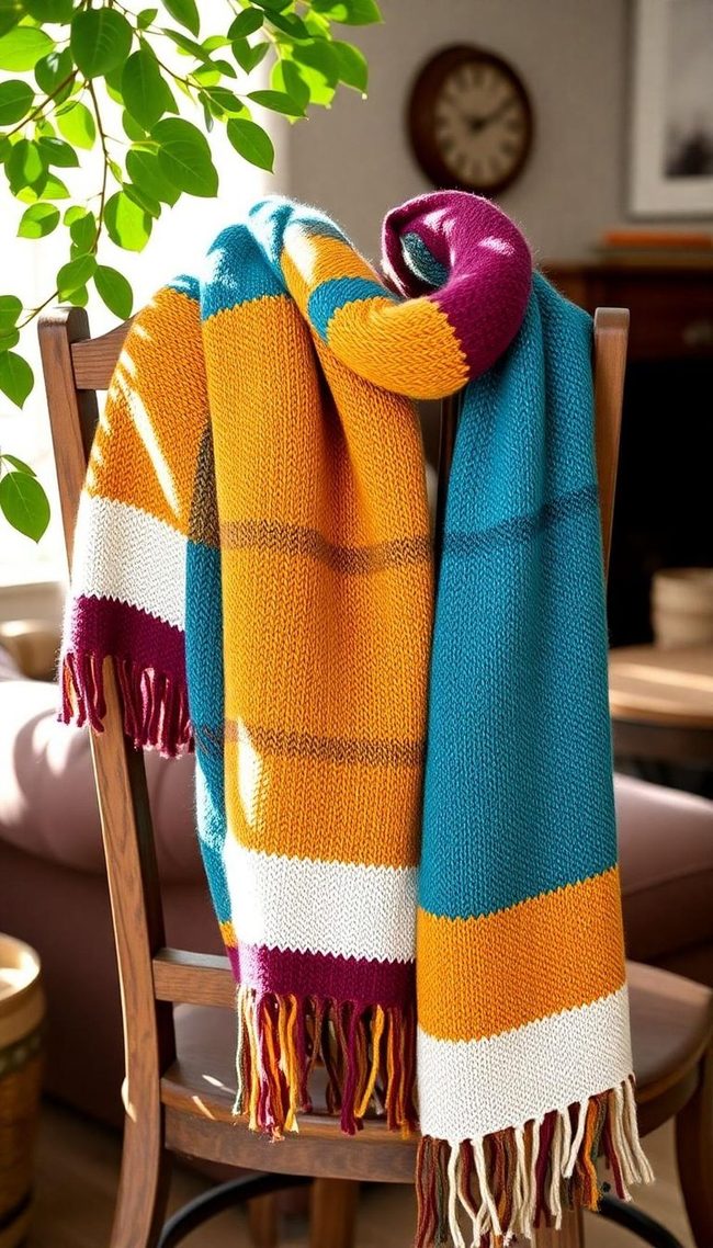 Multicolor Striped Winter Scarf