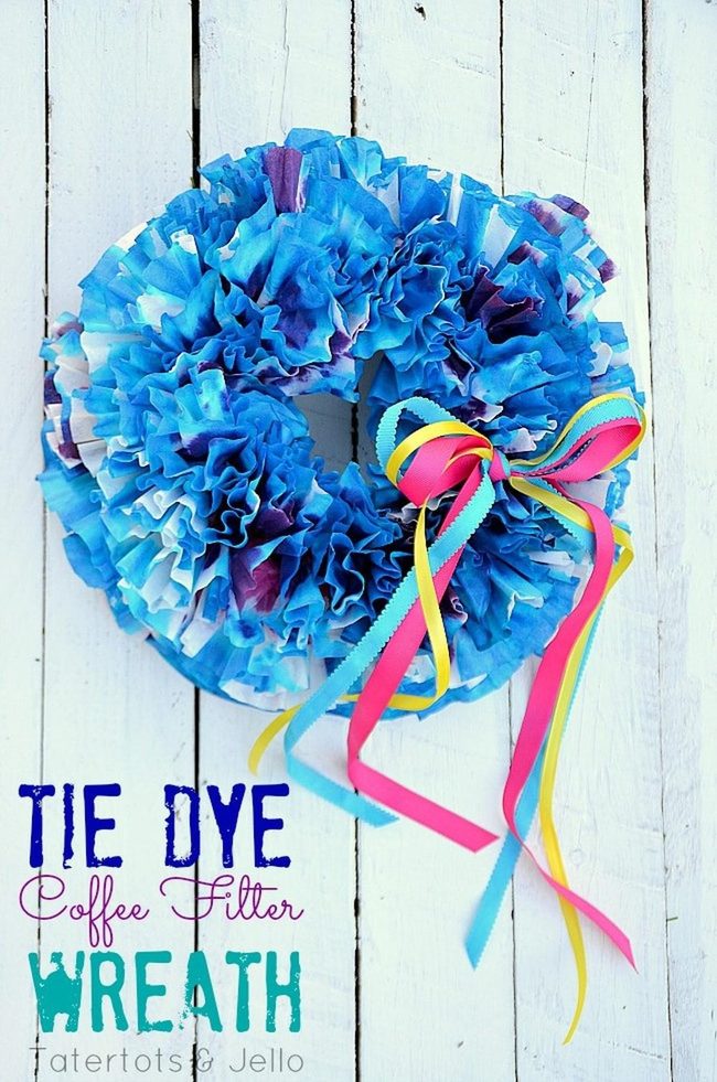 Blue Ruffled Coffee Filter Wreath