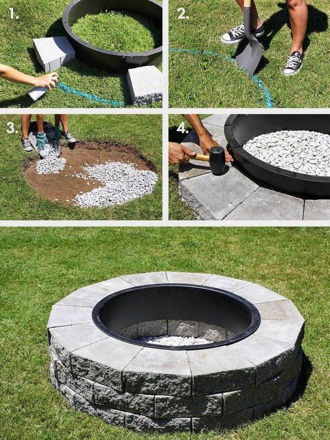 Concrete Block Fire Pit Gathering