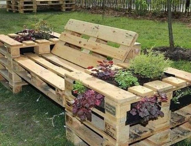 Reclaimed Wood Planter Bench