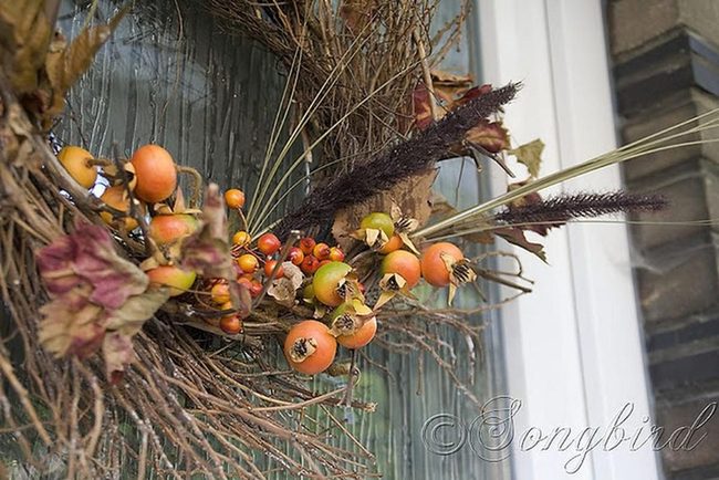 Orange Berry Dried Twig Wreath