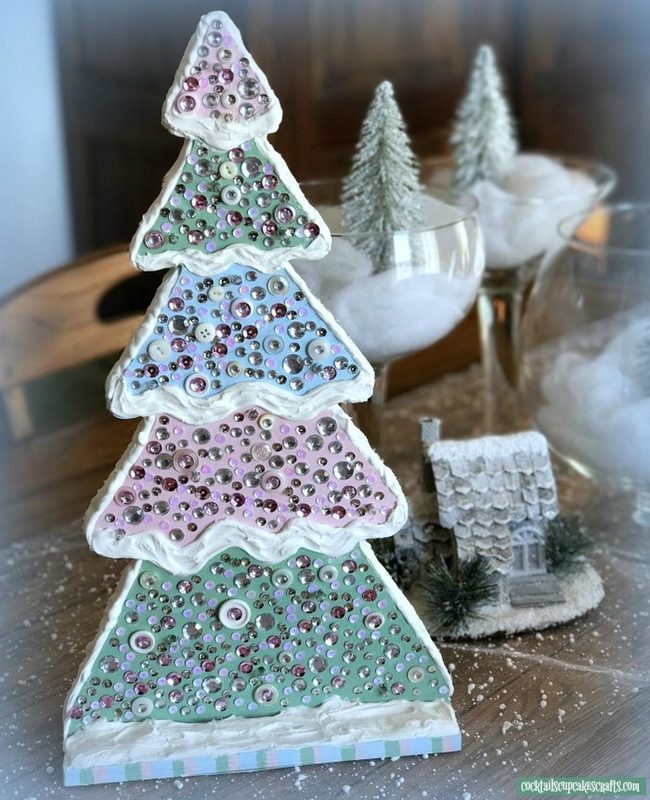 Beaded Pastel Trees With Frosted Snow
