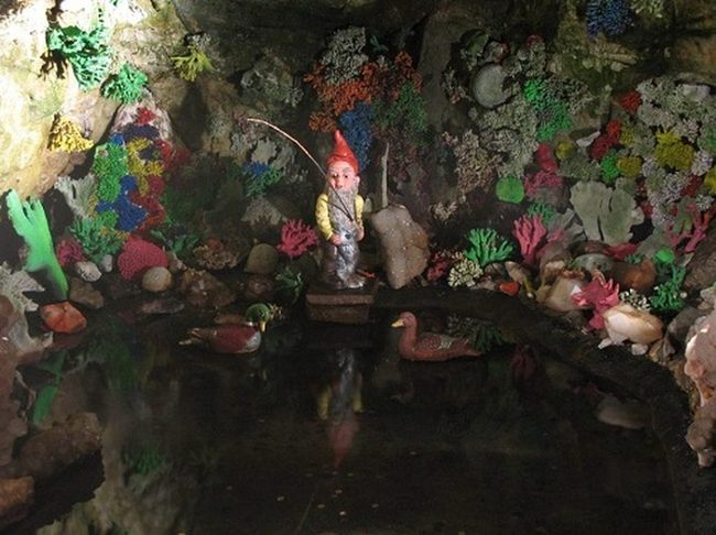 Ceramic Gnomes Fishing By Water
